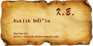Kutlik Béla névjegykártya
